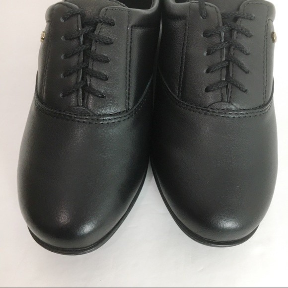 7.5WW 7.5 EXTRA WIDE Easy Spirit Motion Black Leather Comfort Oxfords Sneakers - Picture 4 of 10
